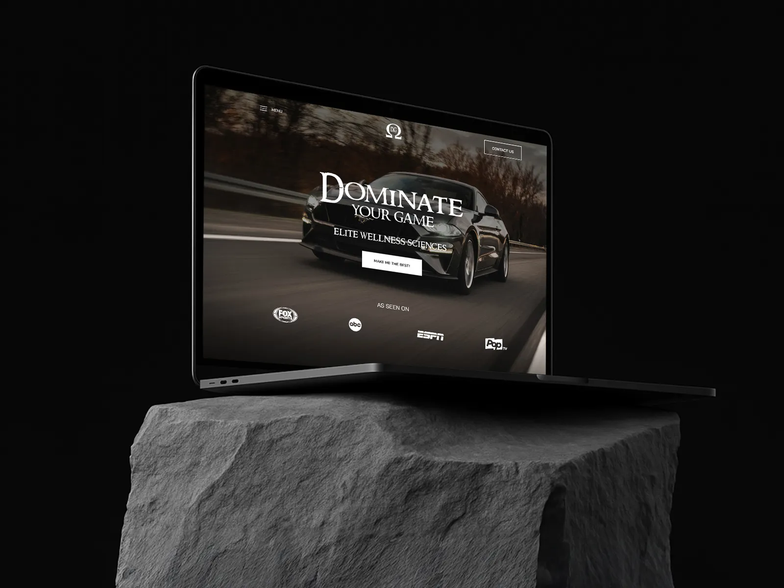 A premium laptop mockup showcasing a custom website design concept for Elite Wellness Sciences, created by Alsam Digital Agency.
