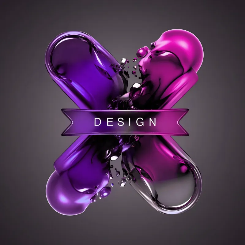 Abstract 3D branding design with fluid shapes and modern visual identity concept